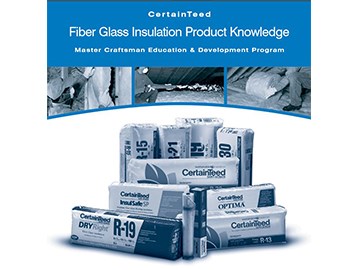 Fiber Glass Insulation Master Craftsman Course manual with fiberglass insulation product in foreground