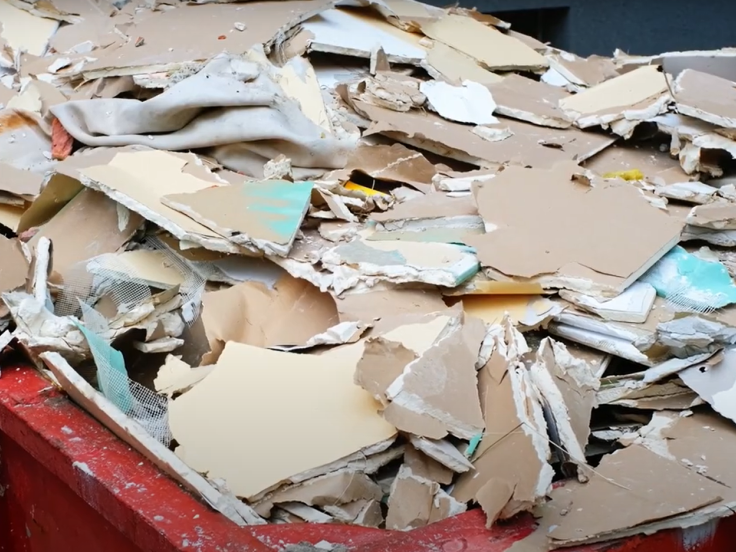 Pile of recycled gypsum